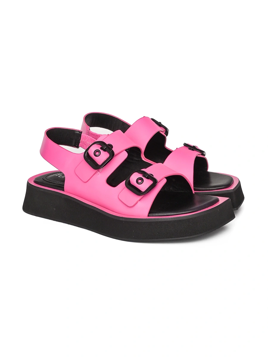 Босоножки розовые на объемной подошве